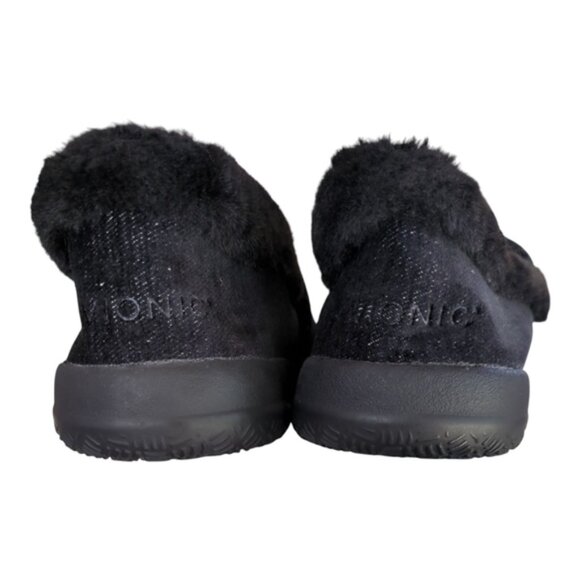 Vionic Clare Cozy Collar Slippers Black Marl Velvet Faux Shearling Lining Sz 7.5 - Picture 5 of 6